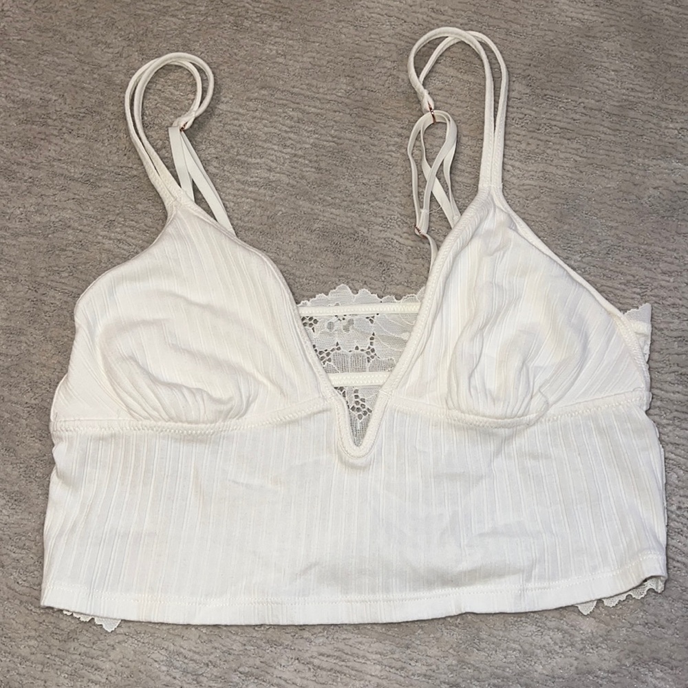 Aerie ribbed poppy lace bra top